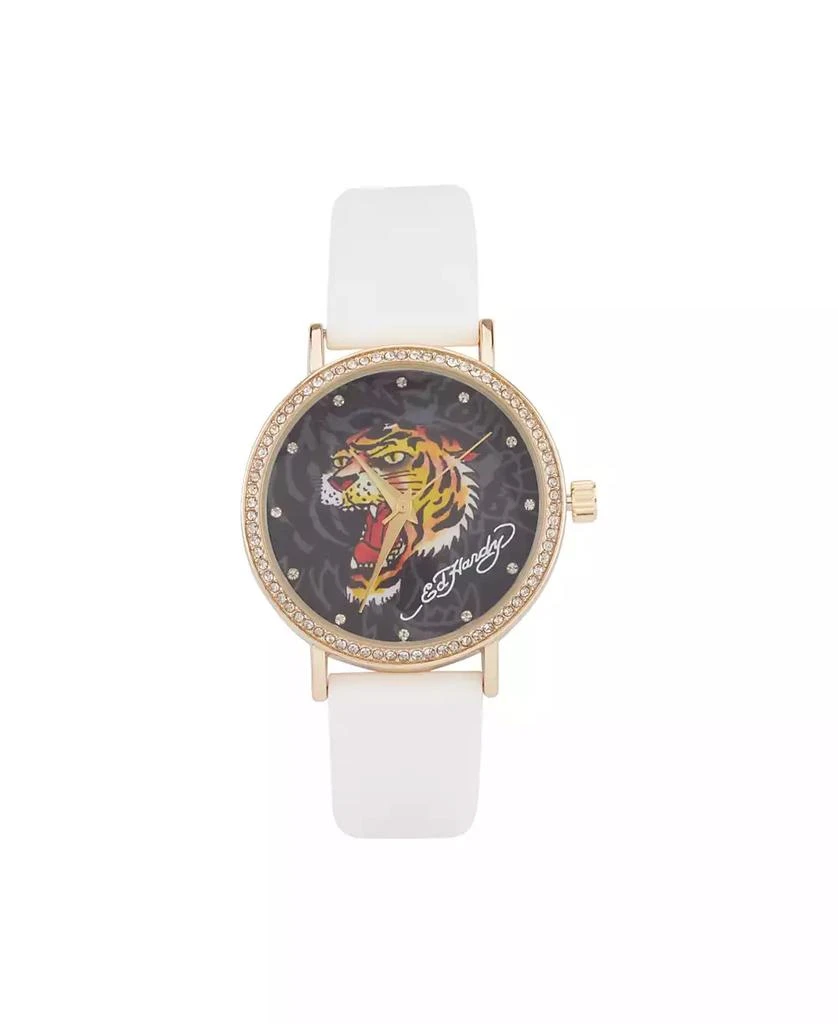 Ed Hardy Women's Quartz White Silicone Strap Watch 1