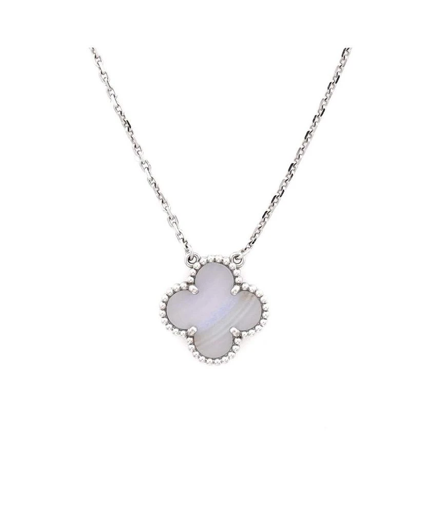 Pre-Owned Van Cleef 
Arpels Vintage-Like Alhambra Pendant Necklace 18K White Gold and Chalcedony, 18.25" 3