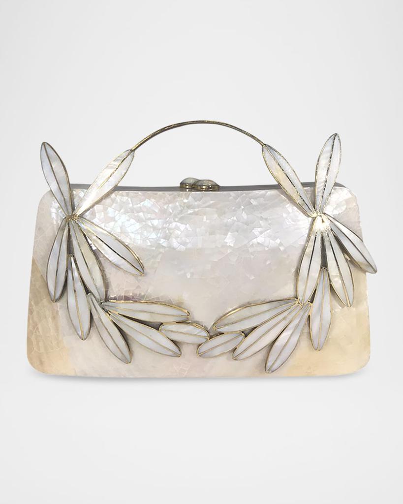 SERPUI Charlotte Flower Mother-of-Pearl Top-Handle Bag