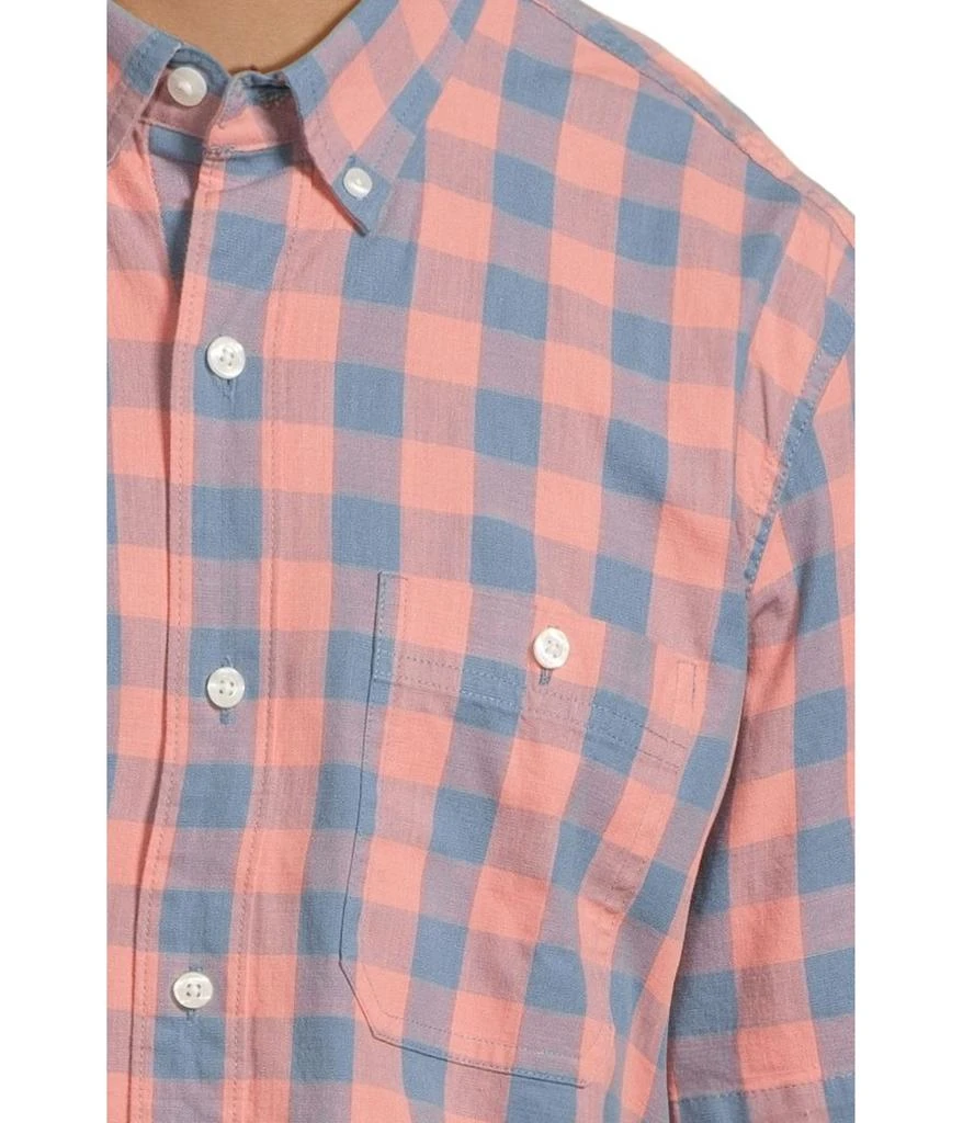 L.L.BEAN Comfort Stretch Chambray Shirt Short Sleeve Traditional Fit Plaid 4