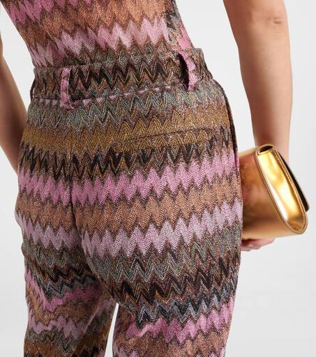 Shop Zig Zag metallic flared pants on Sale at BeyondStyle