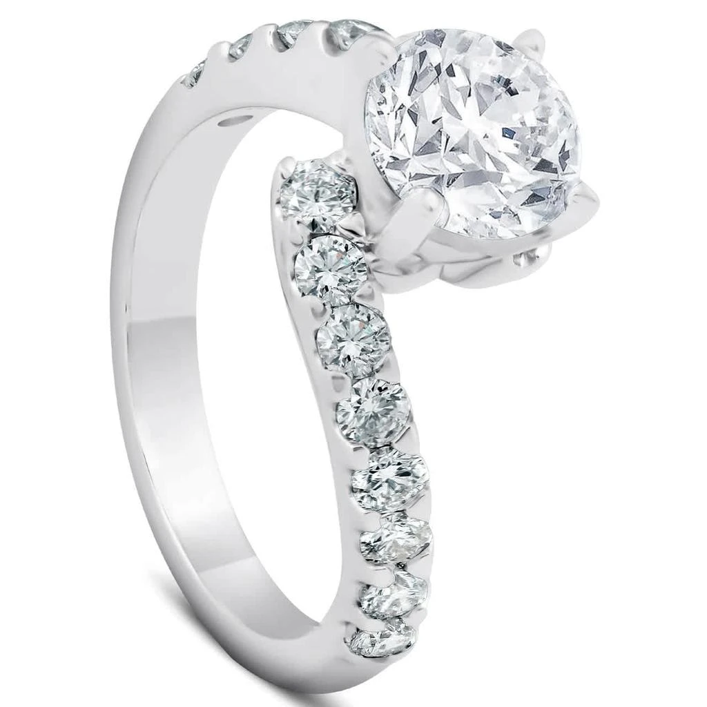 Pompeii3 Certified 3 Ct Diamond Engagement Ring Twisted Band 14k White Gold Lab Grown 3