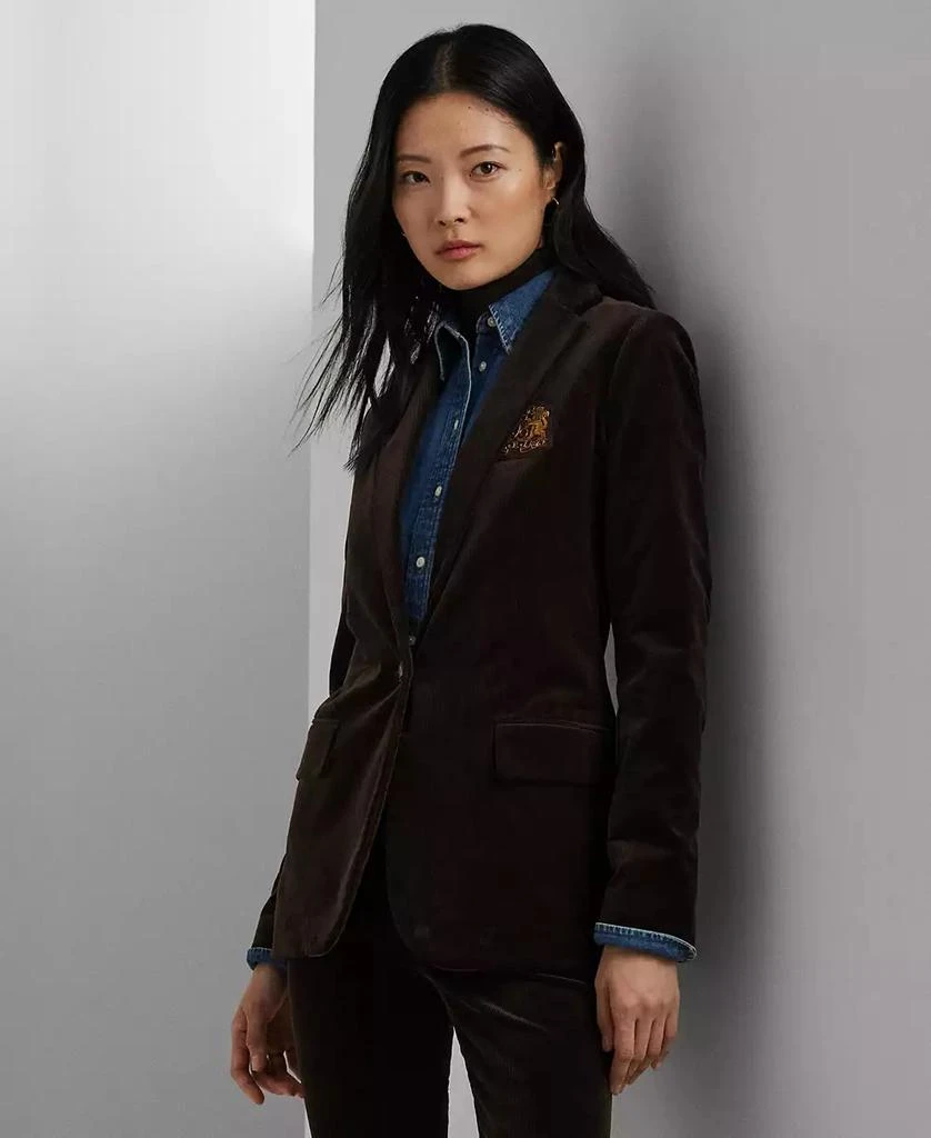 Ralph Lauren Women's Bullion Patch Corduroy Blazer Black Size 22W