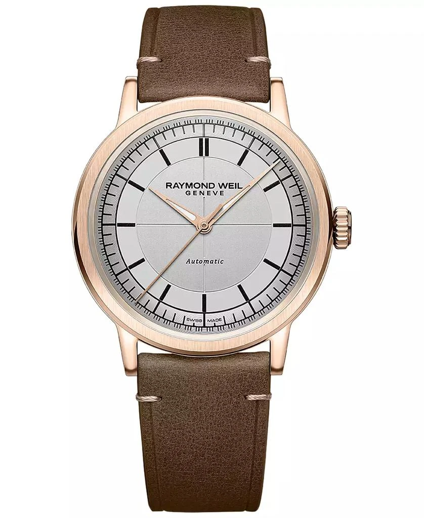 Raymond Weil Men
s Swiss Automatic Millesime Brown Leather Strap Watch 40mm 1