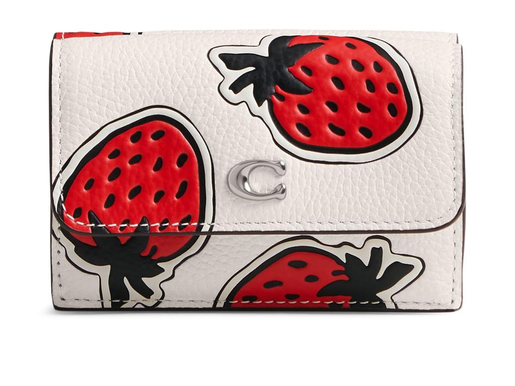 COACH Essential Mini Trifold Wallet with Strawberry Print