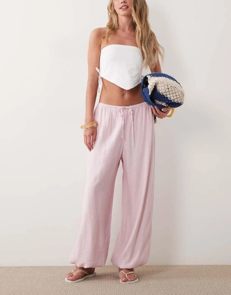 Abercrombie & Fitch Abercrombie & Fitch crinkle balloon fit trousers in light pink