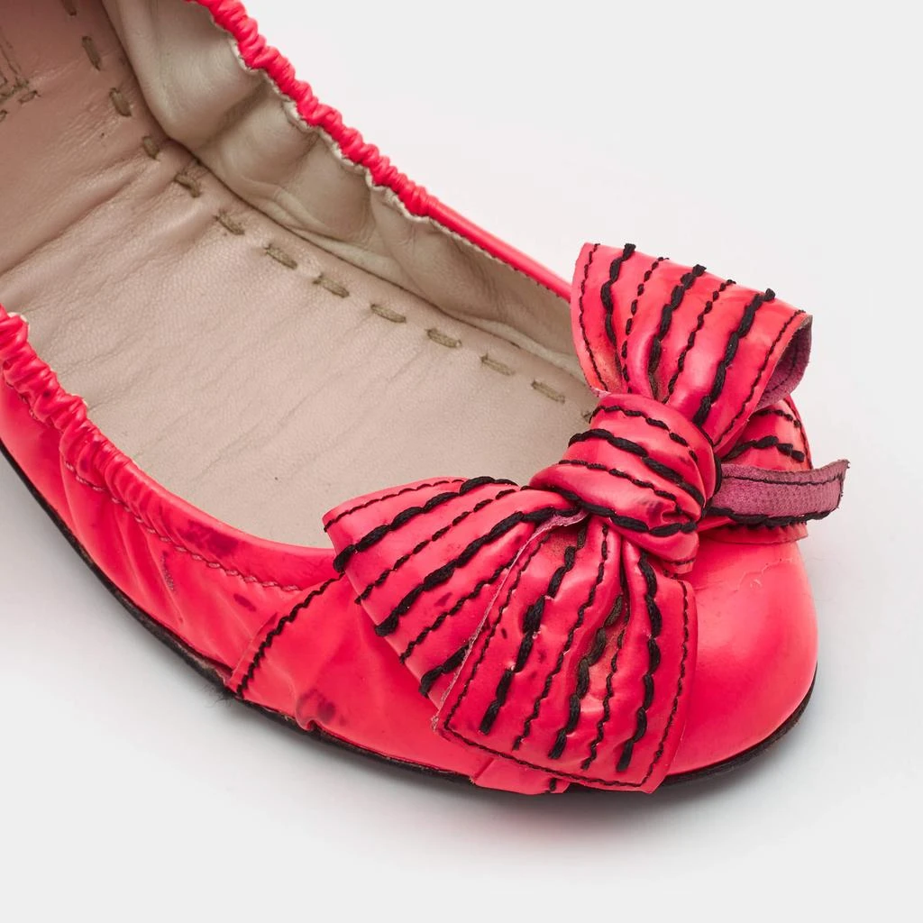 Miu Miu Miu Miu Pink Patent Leather Bow Scrunch Ballet Flats Size 37 5