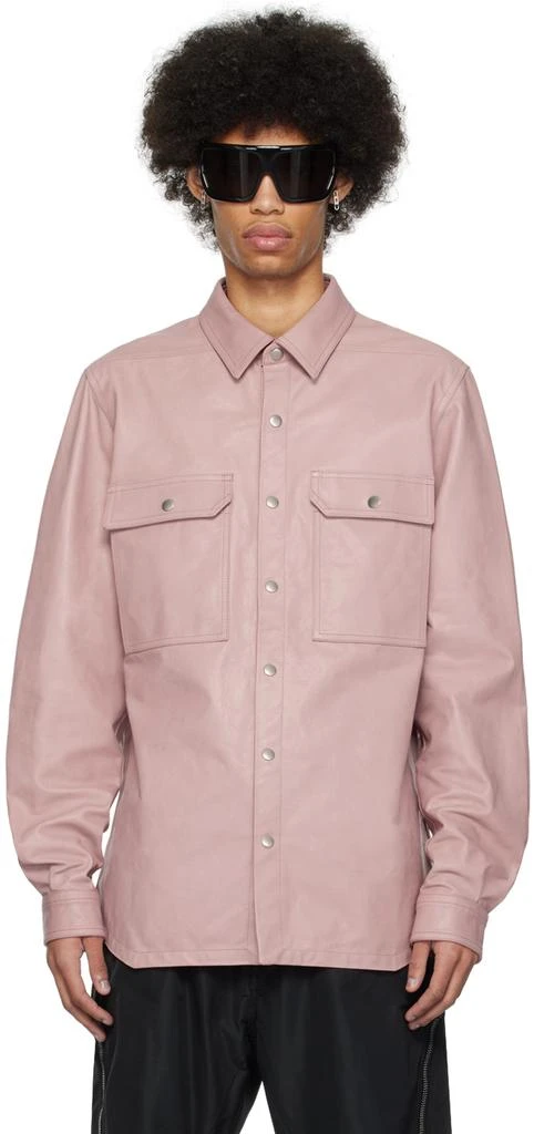 Rick Owens Pink Press-Stud Leather Shirt 1