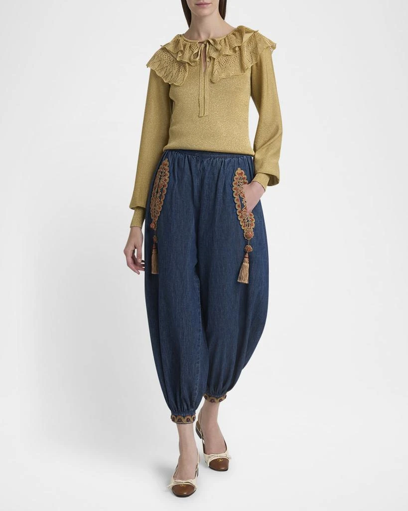 Valentino Ruffle Metallic Knit Sweater 2