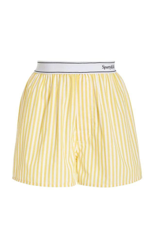 Sporty & Rich Sporty & Rich - Striped Cotton Boxer Shorts - Yellow - M - Moda Operandi 1