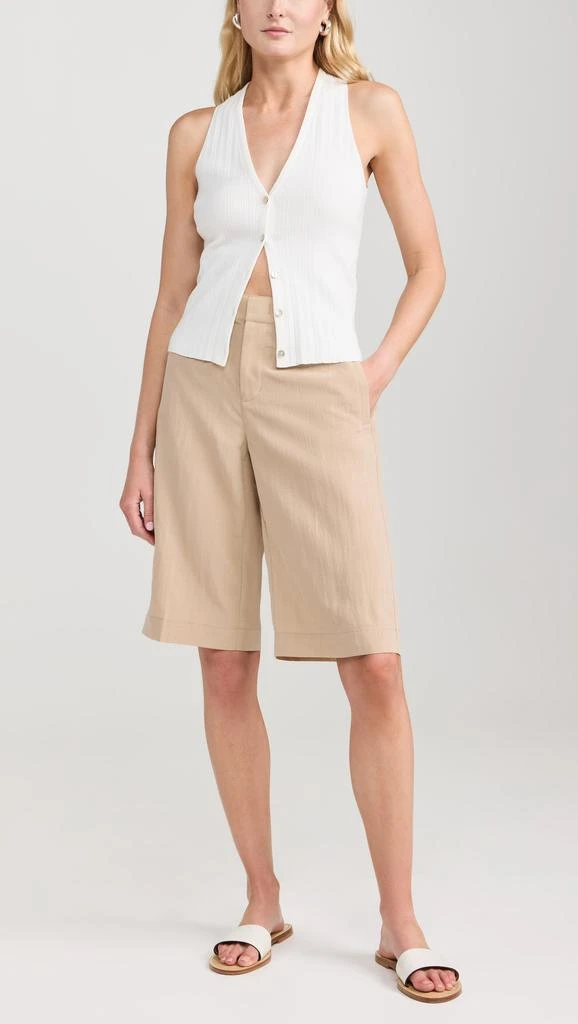 Vince Mid Rise Textured Tailored Shorts 4