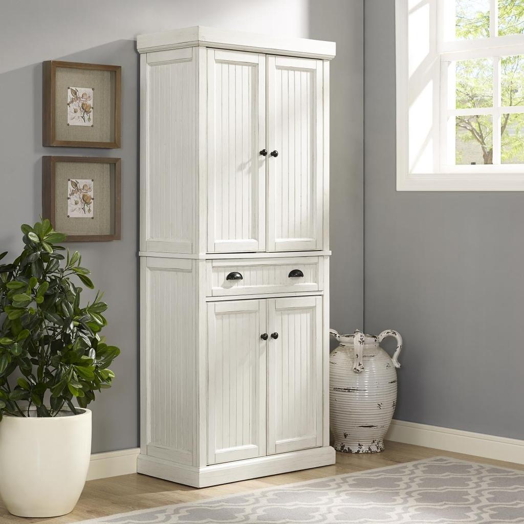 Crosley CF3103-WH Seaside Kitchen Pantry, Distressed White