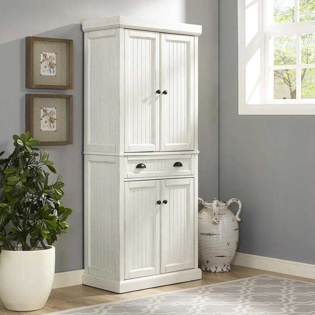 Crosley CF3103-WH Seaside Kitchen Pantry, Distressed White 1