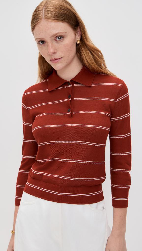 Vince Striped Pique Polo