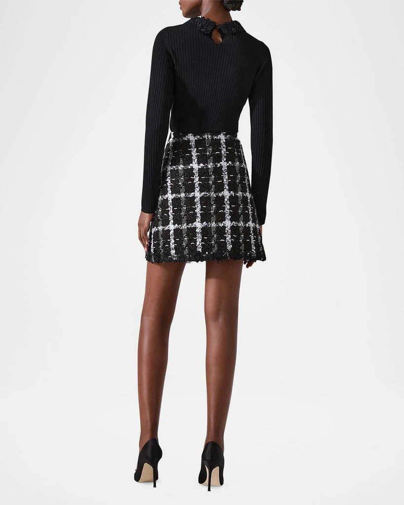 Carolina Herrera Removable Lace Collar Long-Sleeve Rib Sweater 5