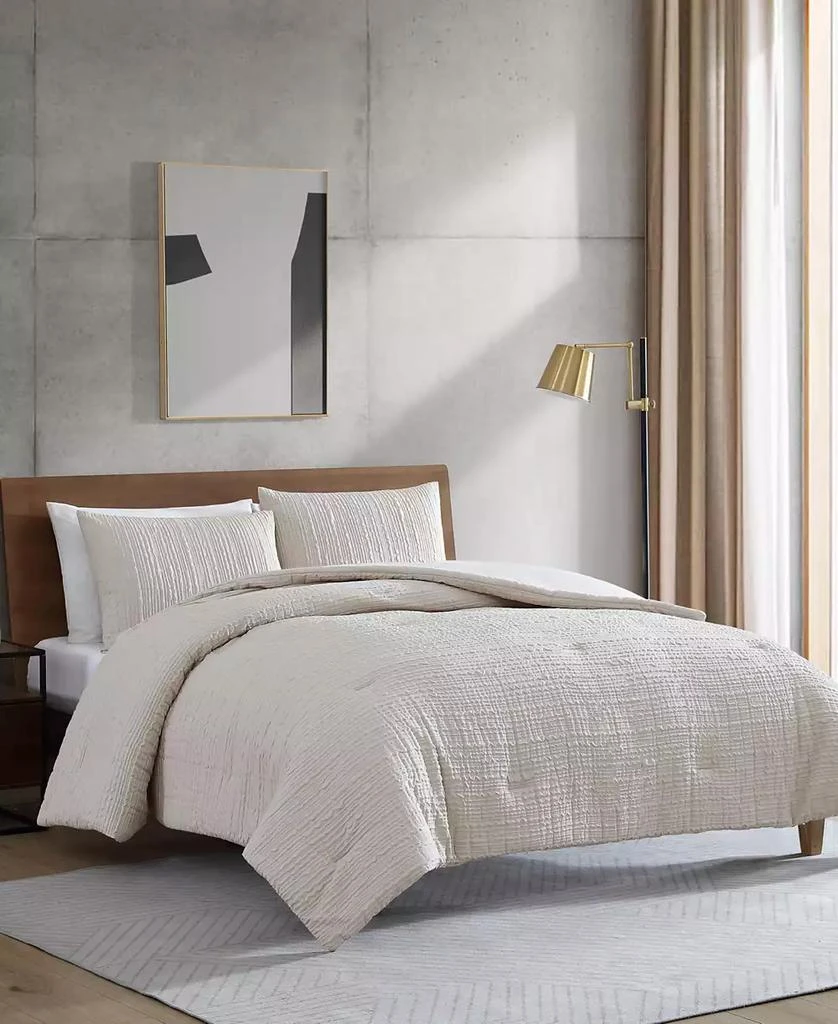 Kenneth Cole Serenity Wavy Lines Beige Embossed 2-Pc. Duvet Cover Set 2