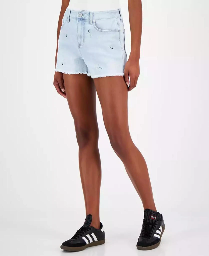 Indigo Rein Juniors' Floral Frayed-Hem Denim Shorts 3