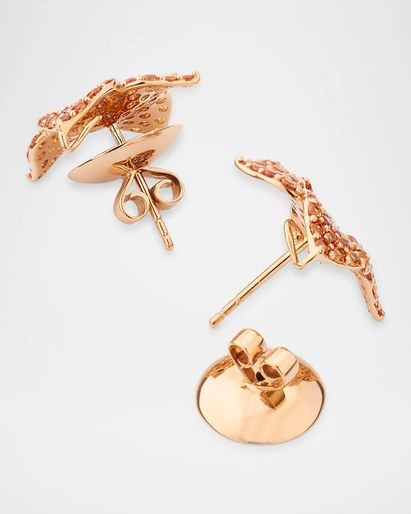 Piranesi 18K Rose Gold Orange Sapphire and Diamond Flower Earrings 4