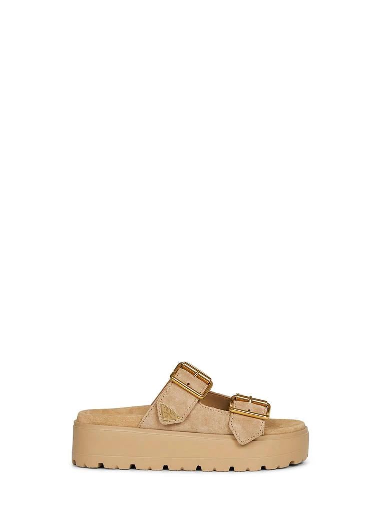 PRADA CALZATURE | Ecru suede leather Double-strap sandals |  | 35
