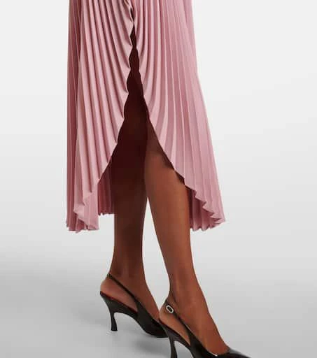 Stella McCartney Leather-trimmed plissé maxi skirt 5