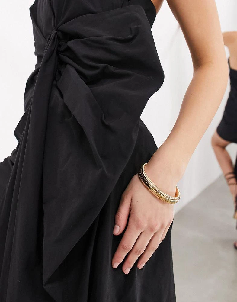 ASOS ASOS EDITION memory bow drape train side mini dress in black 3