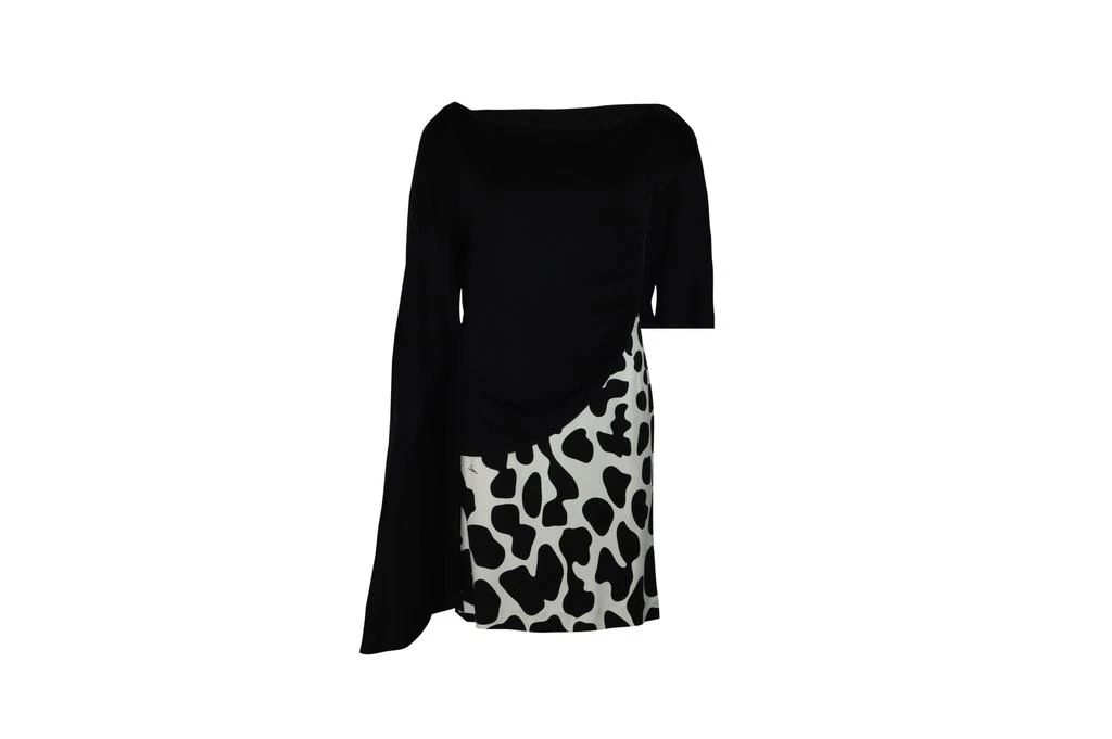 Issa One Sleeve Draped Dress in Black Silk 1