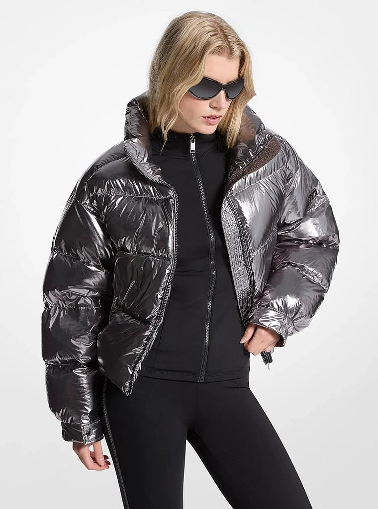 Michael Kors Metallic Nylon Ciré Puffer Jacket