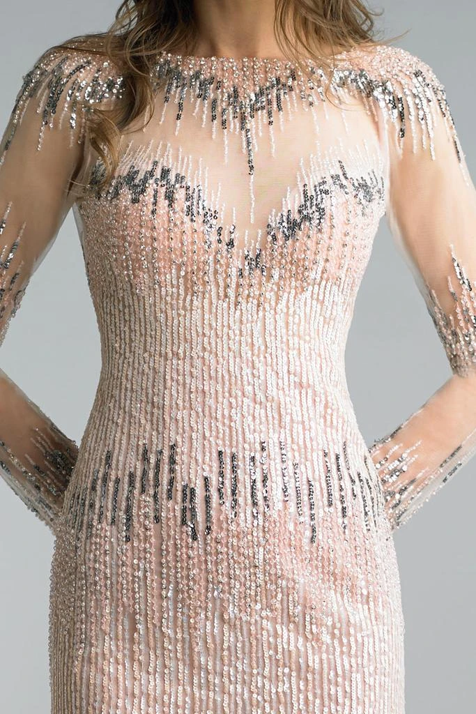Basix Black Label Long Sleeve Embellished Evening Gown 3