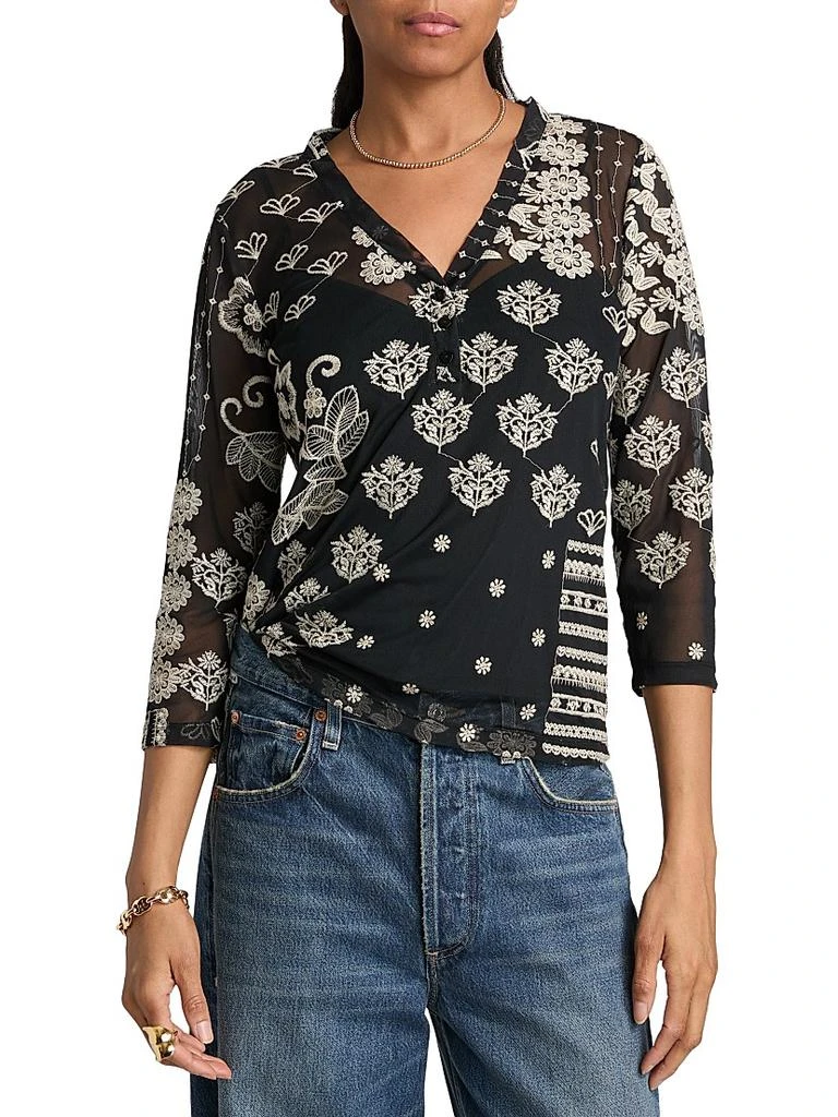 Johnny Was Wilma Printed Mesh Top 3