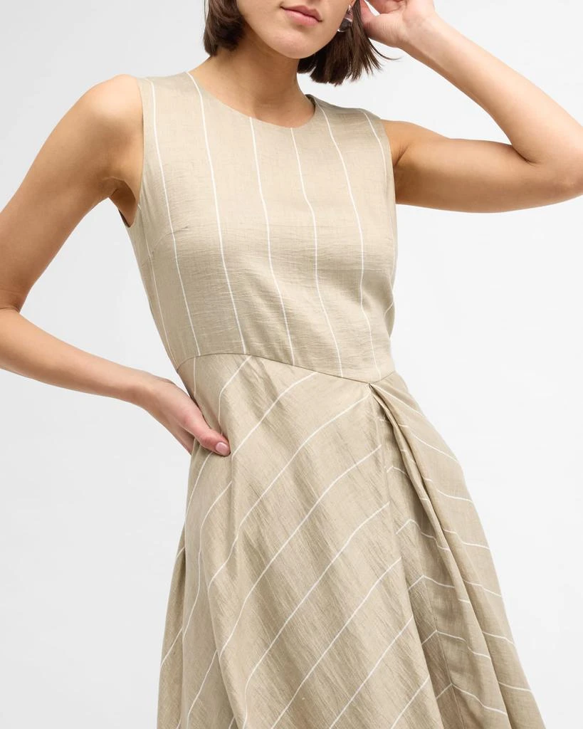Lafayette 148 New York Pleated Striped A-Line Midi Dress 7