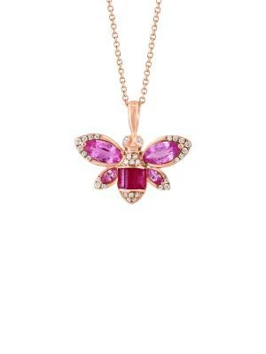 Effy 14K Rose Gold 
Multi Stone Bee Pendant Necklace 2