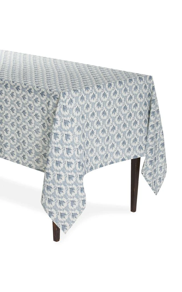 MoDA Moda Domus - Lily of the Valley Printed Linen Tablecloth 70 x 108" - Blue - Moda Operandi 1