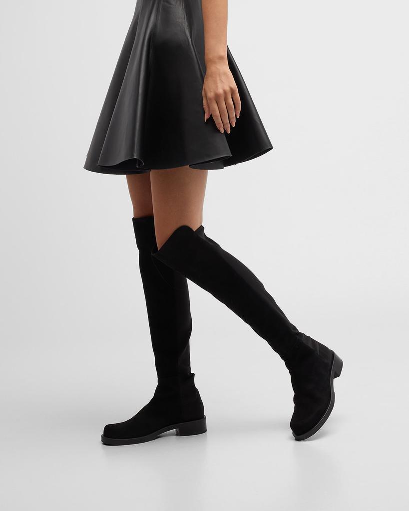 Stuart Weitzman Bold Suede Moto Over-The-Knee Boots