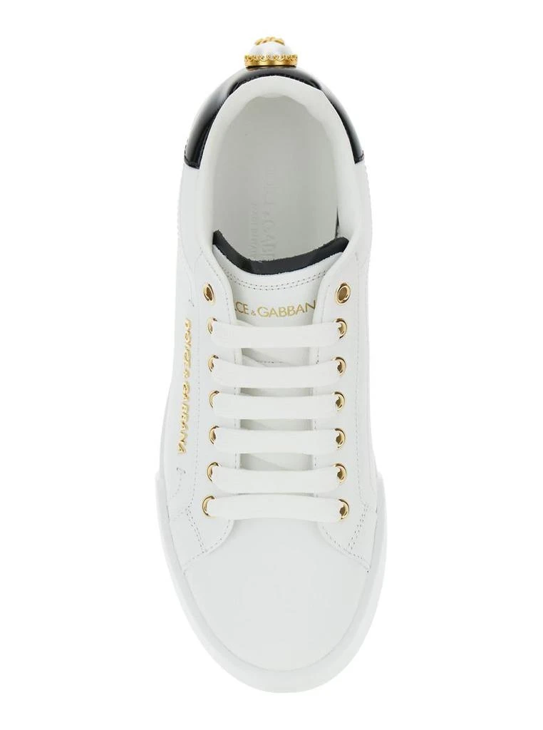 Dolce & Gabbana White Low Top Sneakers With Logo Lettering On The Tongue And Logo Detail On The Heel In Leather Woman 4