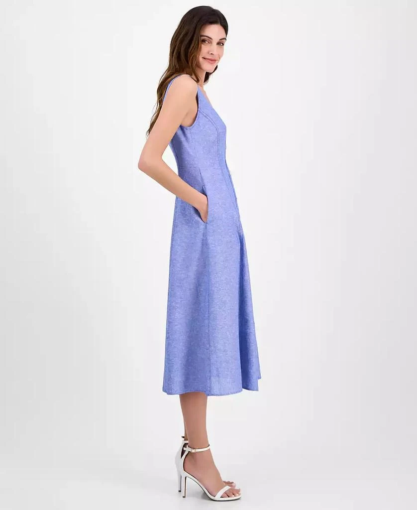 Anne Klein Women's Linen Blend Sleeveless Button-Front A-Line Dress 2