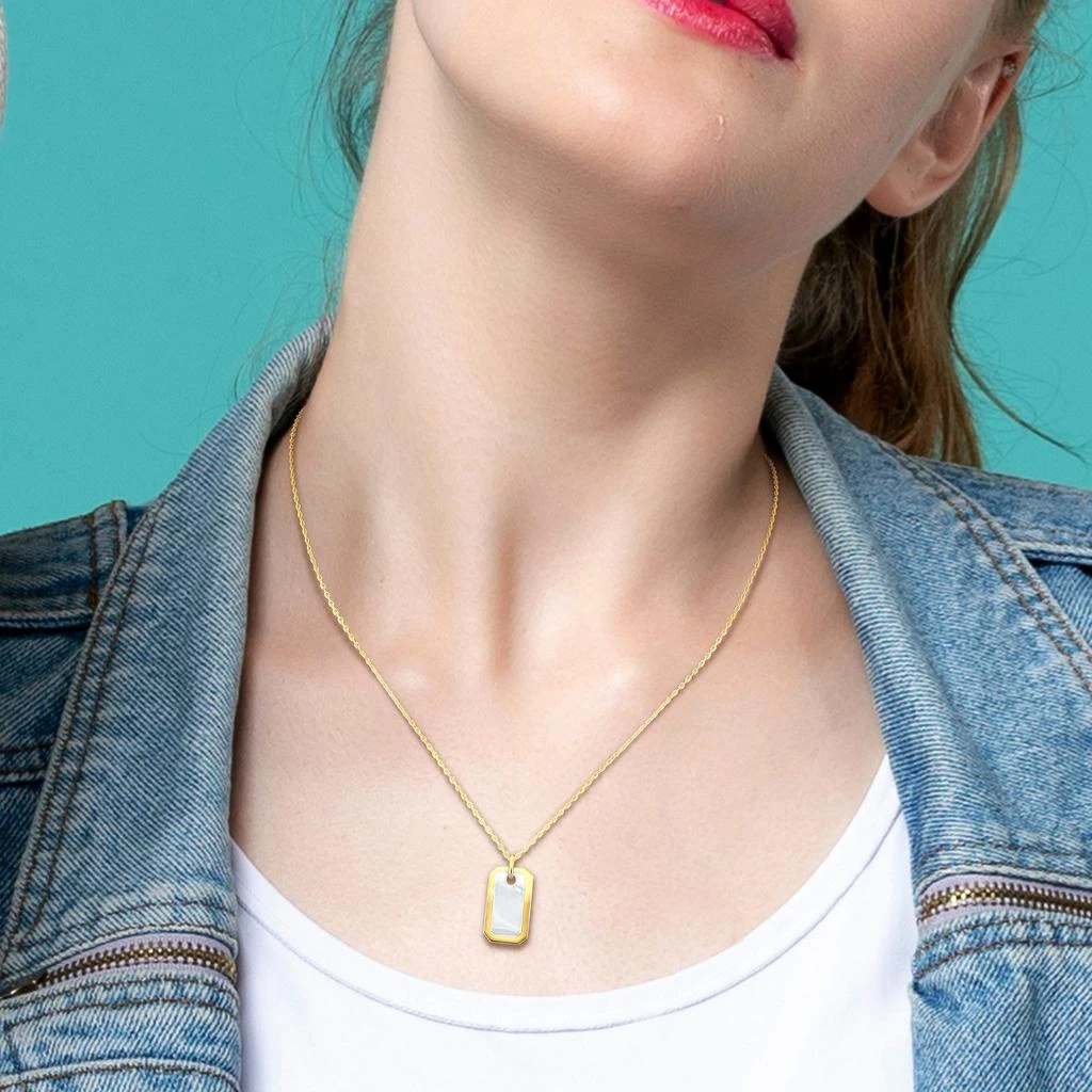 Mimi & Max Dog Tag Necklace in 10k Two-Tone Yellow and White Gold-18 in 4
