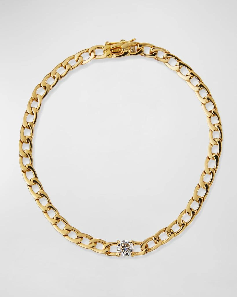 Anita Ko 18k Yellow Gold Plain Chain-Link Bracelet with Diamond Center 1