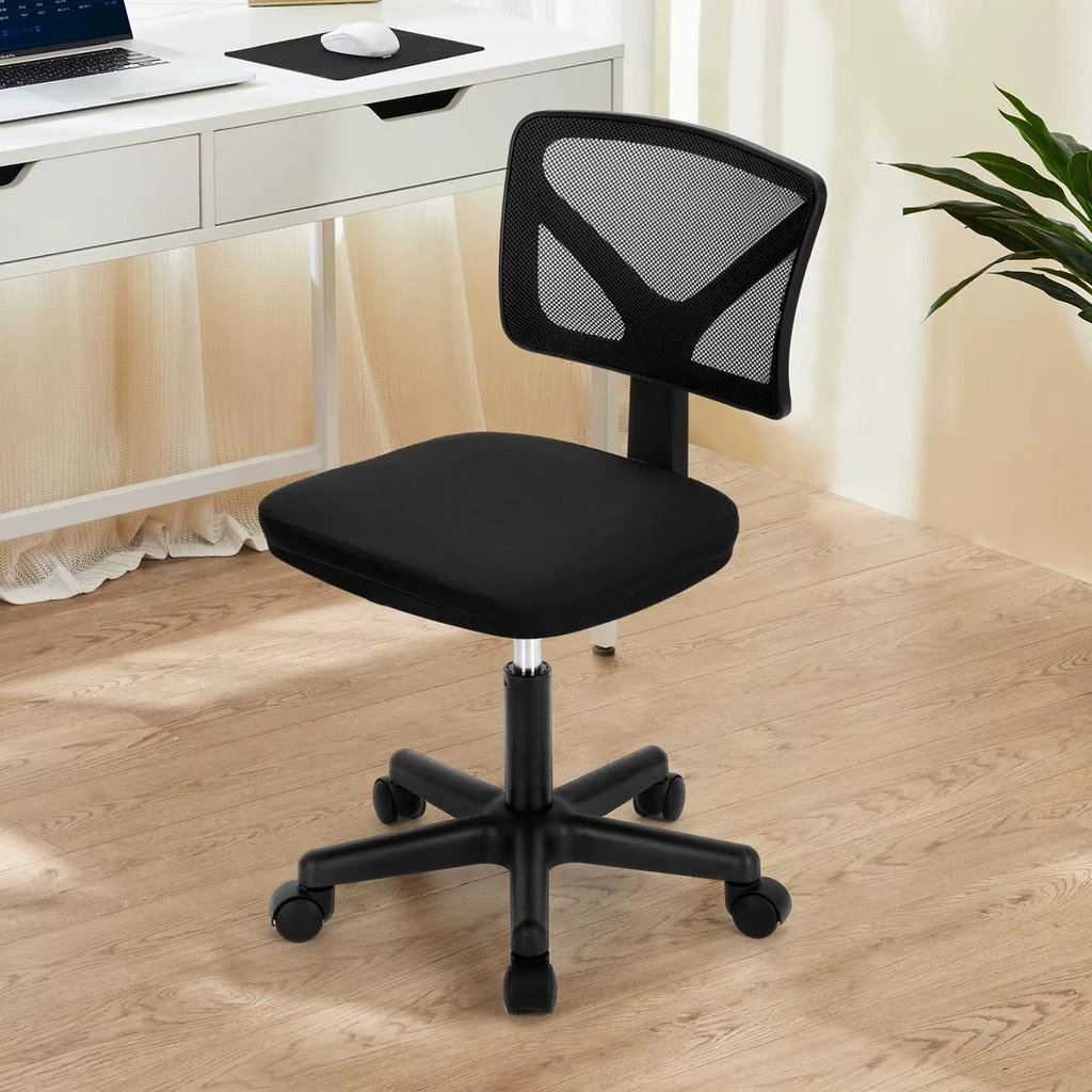ERUULE Armless Office Chair with Lumbar Support, Adjustable Height, 360° Swivel, and Rolling Wheels 3