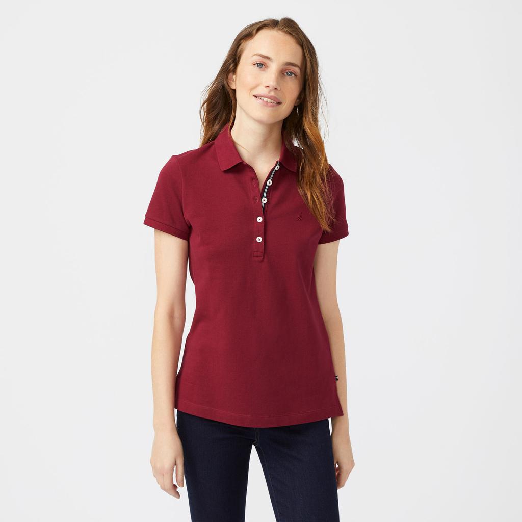 Nautica Womens Classic Fit Chambray Collar Polo
