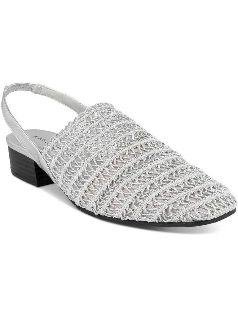 Karen Scott Carlton Womens Crochet Stacked Heel Slingback Sandals