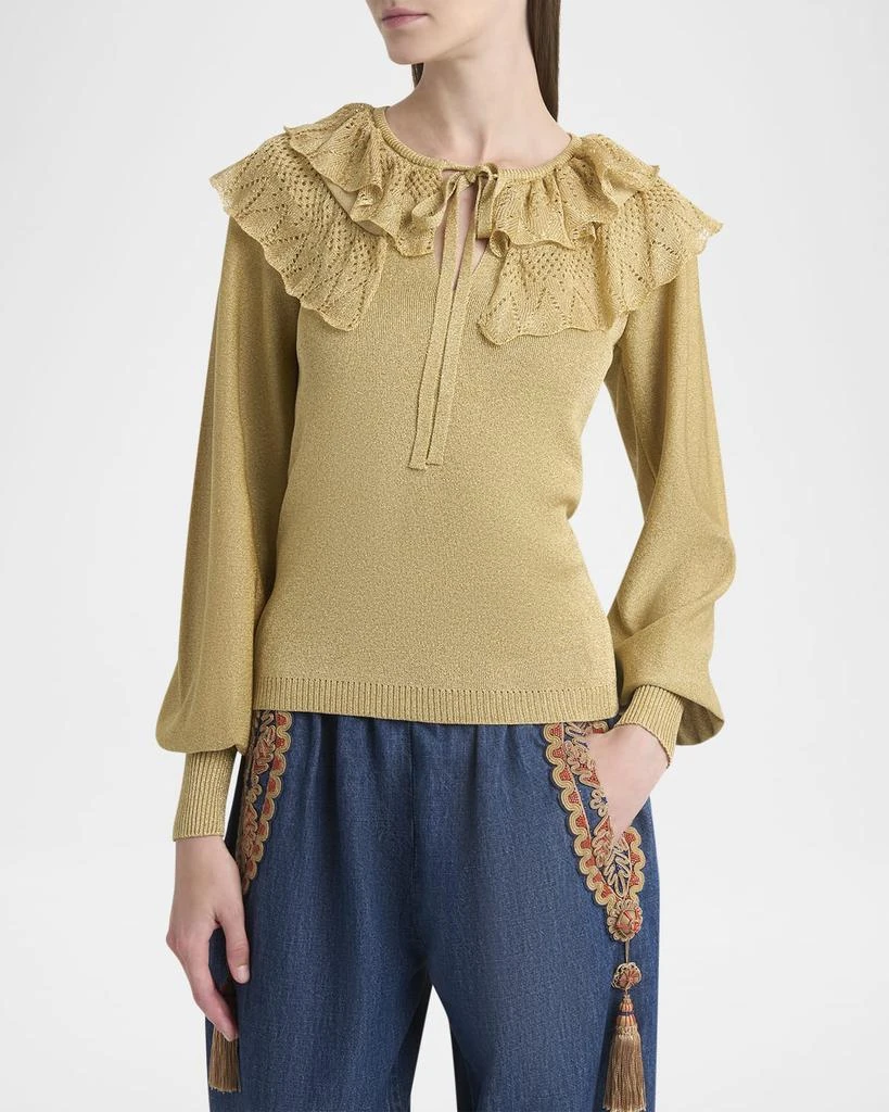 Valentino Ruffle Metallic Knit Sweater 4