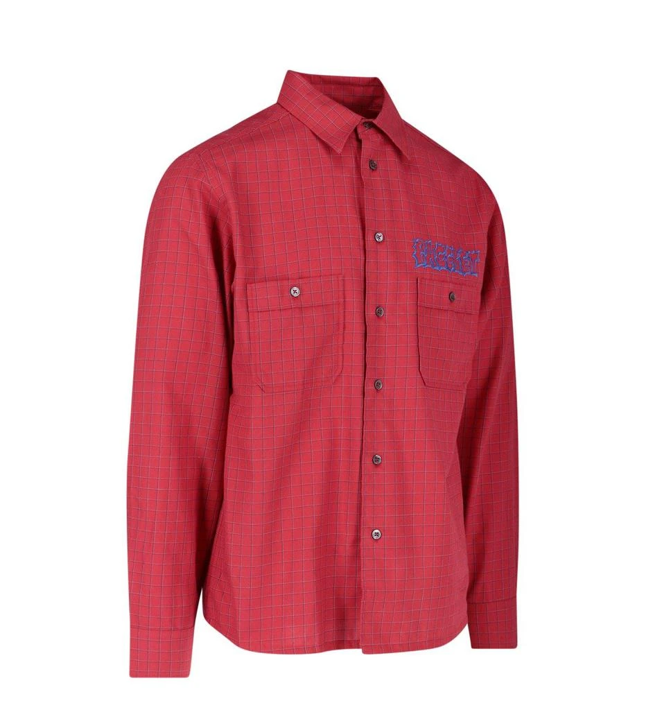 PACCBET PACCBET Logo-Printed Long-Sleeved Checked Shirt 3