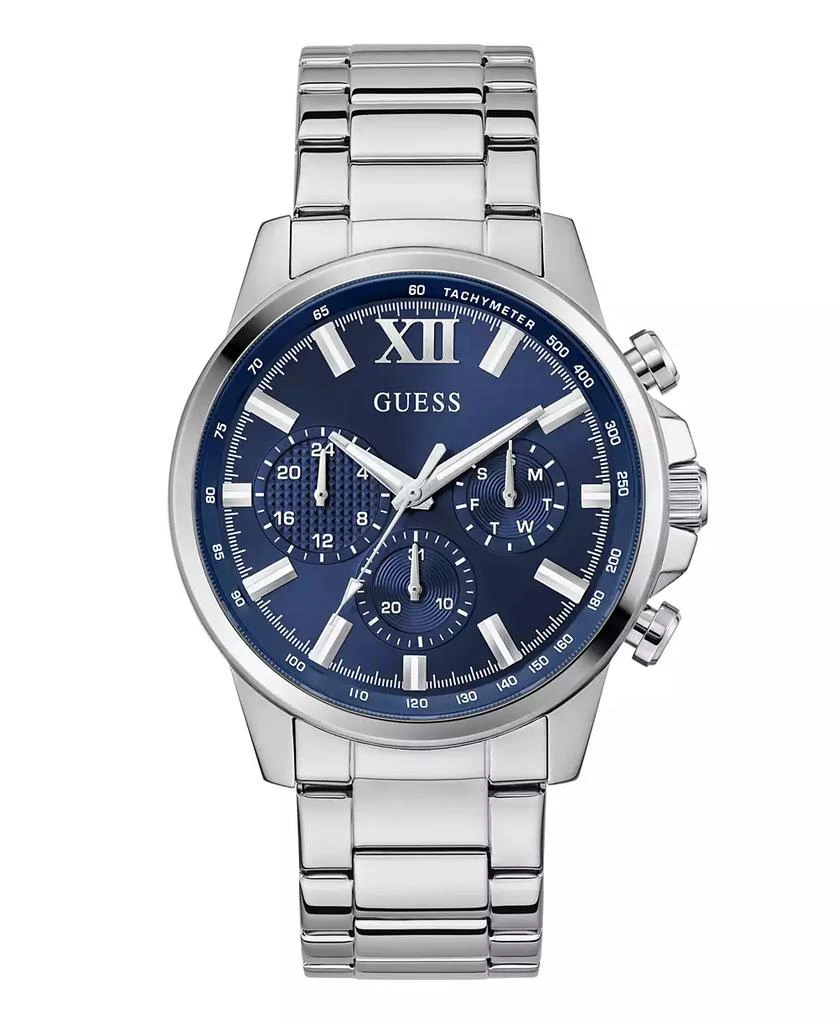 GUESS Men's Multifunction Silver Tone Stainless Steel Watch, 44mm 1
