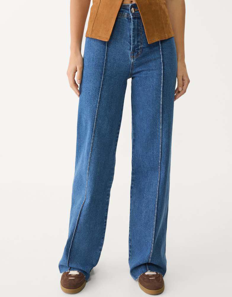 Stradivarius Stradivarius minimalist jeans with seams in medium blue