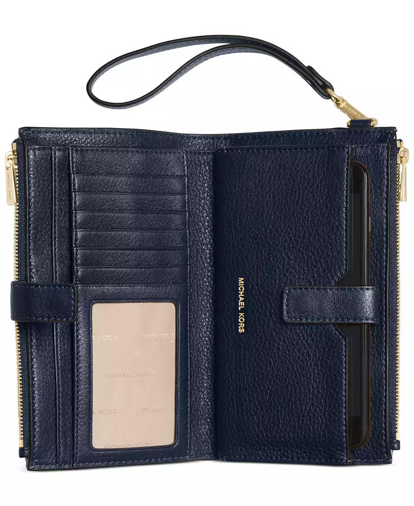 Michael Kors Adele Double-Zip Pebble Leather Phone Wristlet