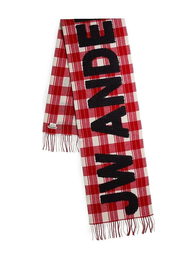 JW Anderson Contrast Logo Plaid Wool-Blend Scarf