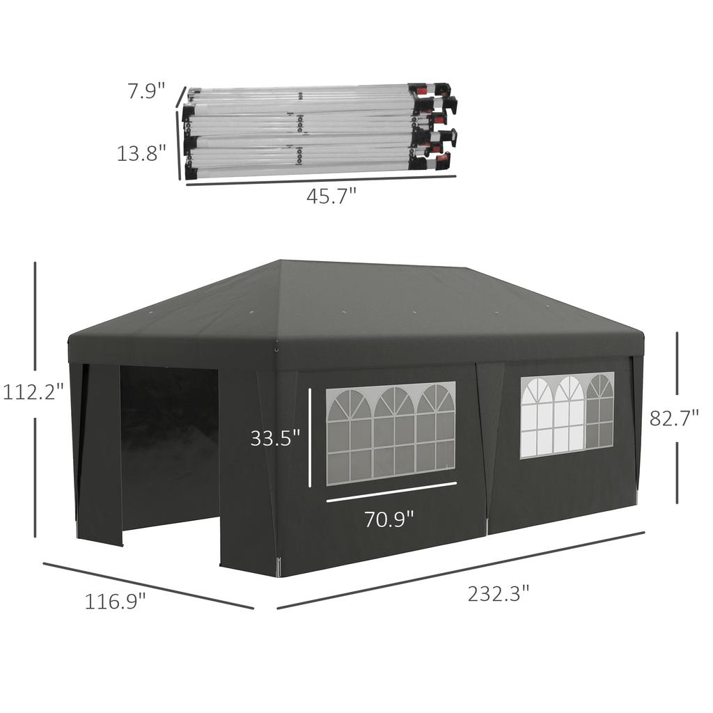 Streamdale Furniture Streamdale 10' x 19.5' Pop Up Canopy Tent with Sidewalls