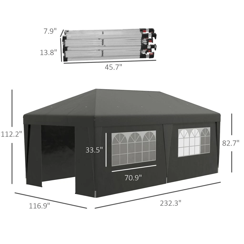 Streamdale Furniture Streamdale 10' x 19.5' Pop Up Canopy Tent with Sidewalls 2