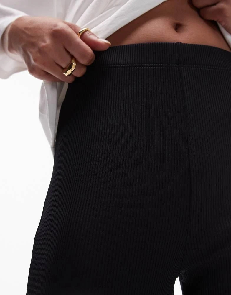 Topshop Topshop skinny rib flared trouser in black 5