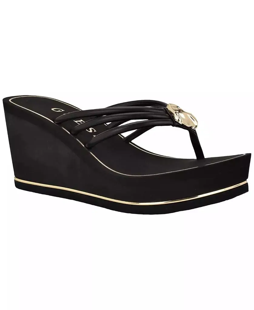 GUESS Women's Sabrie Ornamented Platform Thong Wedge Sandal